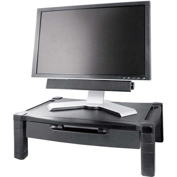 Kantek Extra Wide Adjustable Monitor/Laptop Stand, Single Level w/Drawer MS520 - main